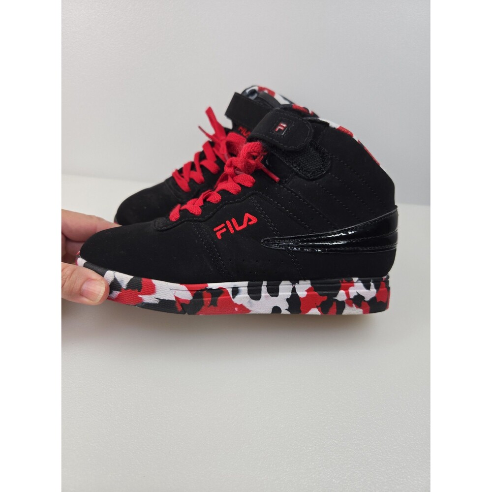 Fila VULC 13 Mashup Red Black White Camo Sneaker Shoe High Top Unisex Kids 2 - Picture 12 of 12